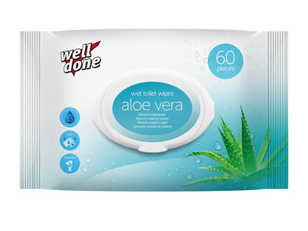 Toaletní papír Well done vlhčený 60ks aloe vera