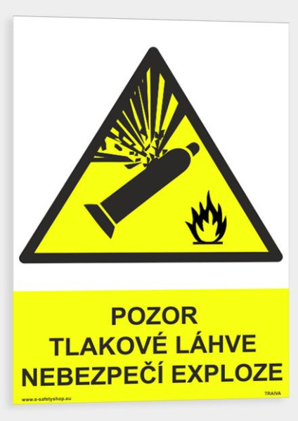 Pozor Tlakové láhve Nebezpečí exploze Samolepka 148 x 210 mm (A5) tl. 0.1 mm