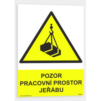 Pozor - Pracovní prostor jeřábu Plast 148 x 210 mm (A5) tl. 2 mm