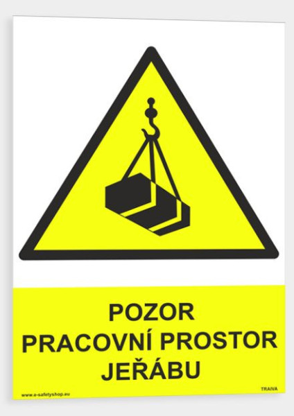 Pozor - Pracovní prostor jeřábu Plast 148 x 210 mm (A5) tl. 2 mm