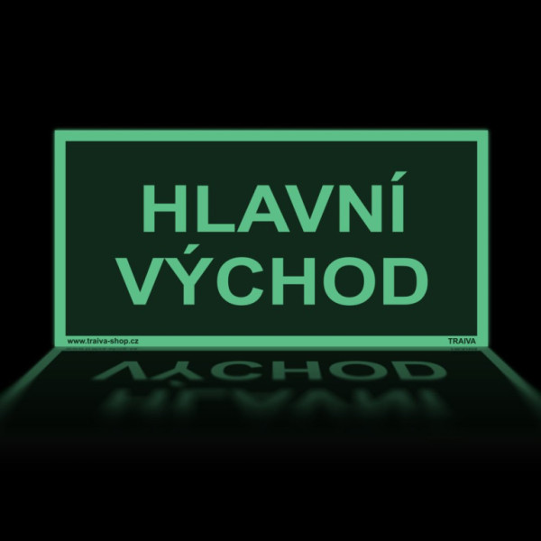 Hlavní východ Plast 200 x 100 mm tl. 1.1 mm - fotoluminiscenční