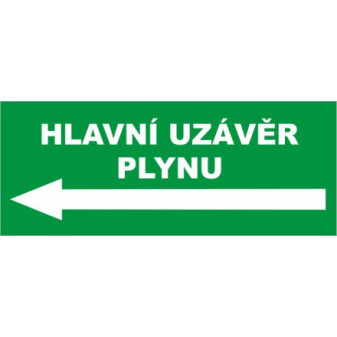 Hlavní uzávěr plynu vlevo Samolepka 210 x 80 mm tl. 0.1 mm