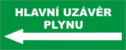 Hlavní uzávěr plynu vlevo Samolepka 210 x 80 mm tl. 0.1 mm