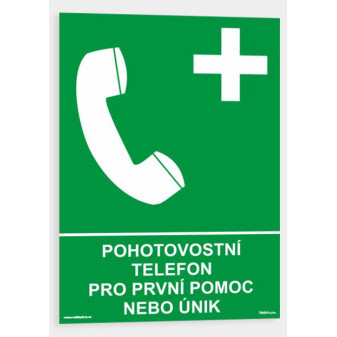 Pohotovostní telefon pro první pomoc nebo únik Plast 210 x 297 mm (A4) tl. 0.5 mm