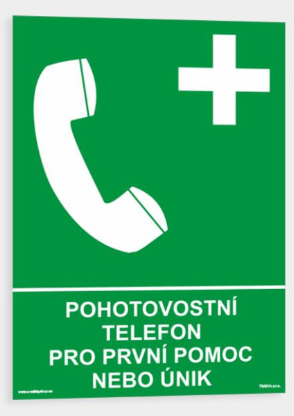 Pohotovostní telefon pro první pomoc nebo únik Samolepka 210 x 297 mm (A4) tl. 0.1 mm