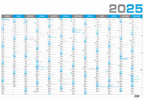 Kalendář nástěnný roční B1 modrý BKA4