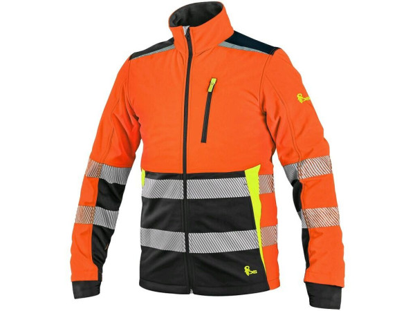 Bunda CXS BENSON, výstražná, softshell, oranžovo - černá, vel. XL