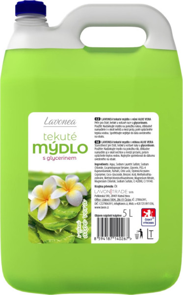 Mýdlo tekuté Lavonea zelené aloe vera 5L