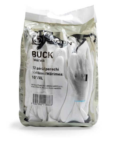 Máčené rukavice ARDONSAFETY/BUCK WHITE 11/2XL - maloobchodní balení 12 párů | AR9003/11